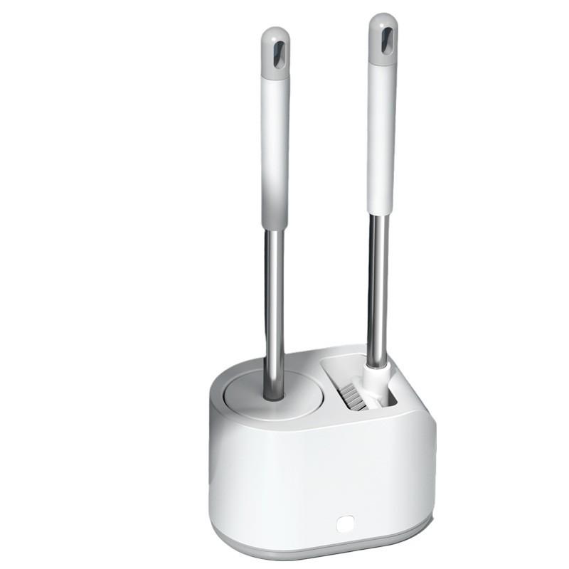 Toilet Brush With TPR Soft Bristles Long Handle Silicone Head Floor Standing Or Wall Mounted Design