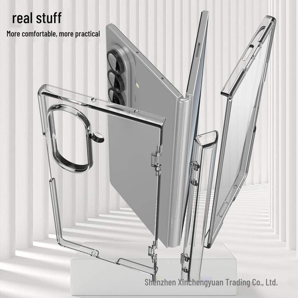 Funda plegable de eje medio para Samsung Z Fold7: Vidrio Templado Transparente, Protección Completa de la Bisagra