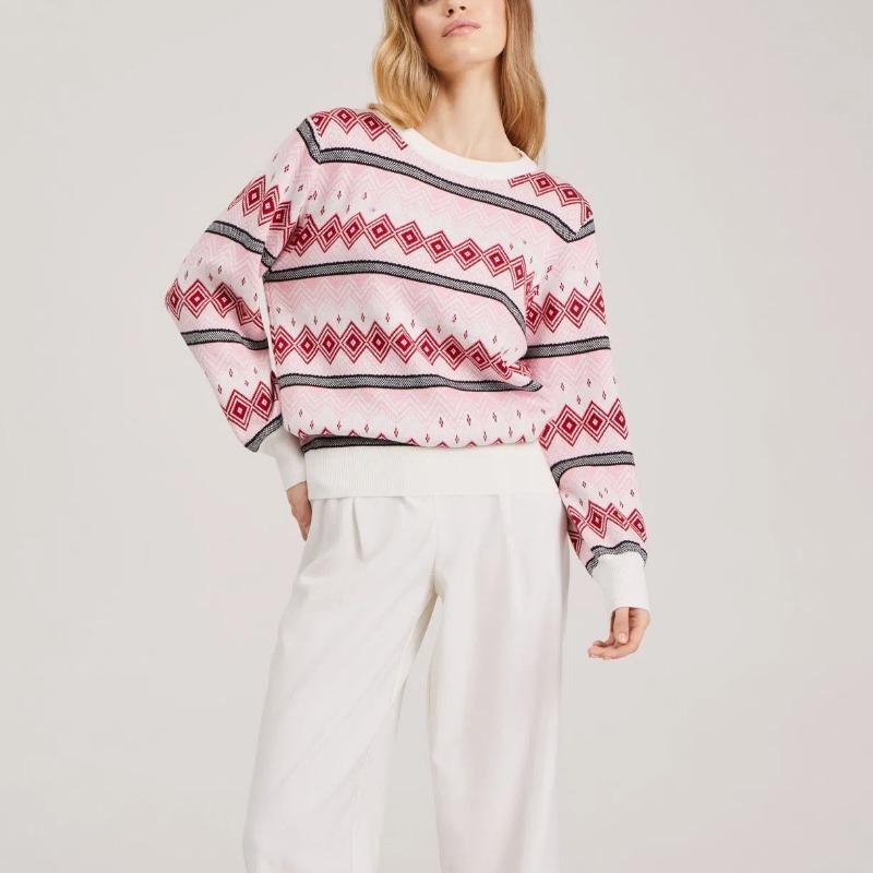 New Autumn and Winter Jacquard Women's O-neck Knitted Pullover Long Sleeve Loose Top Women's Pullover Warm Sweater