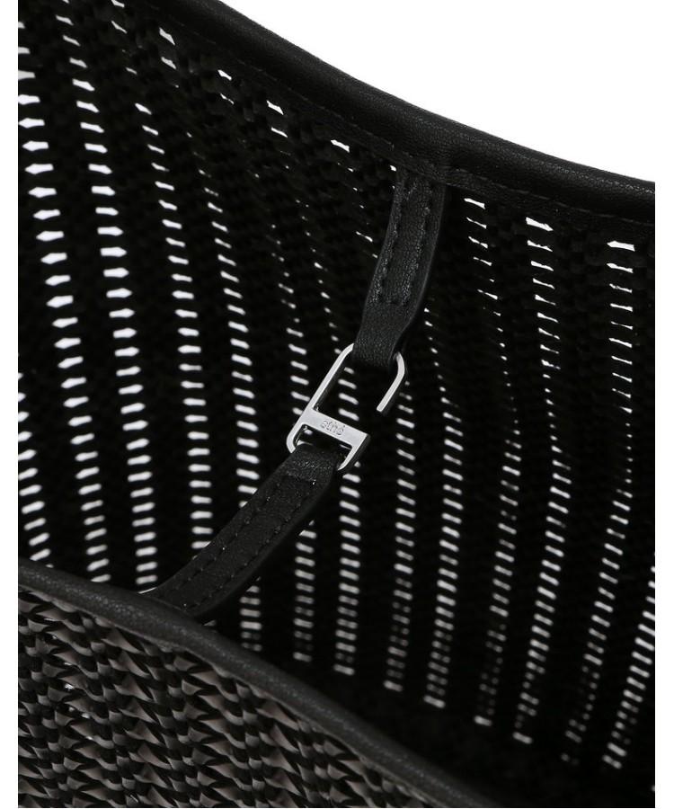 Athe Vanessabruno [Panier] Black Panier Mesh Shoulder Bag L Aaba6E841Bk