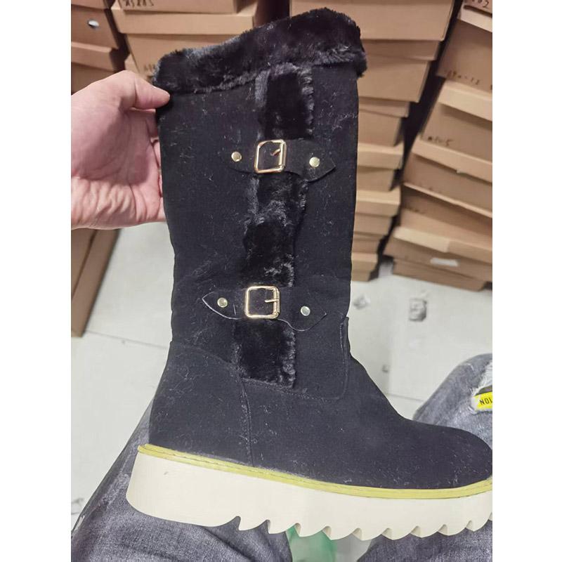 Women's Snow Boots Winter New Warm Thick-bottomed Skiing Must-have Large-size Plush Medium Boots