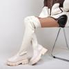 Women's shoes over the knee boots Women's autumn and winter new thick-soled knitted elastic boots European and American thick-heeled leather boots