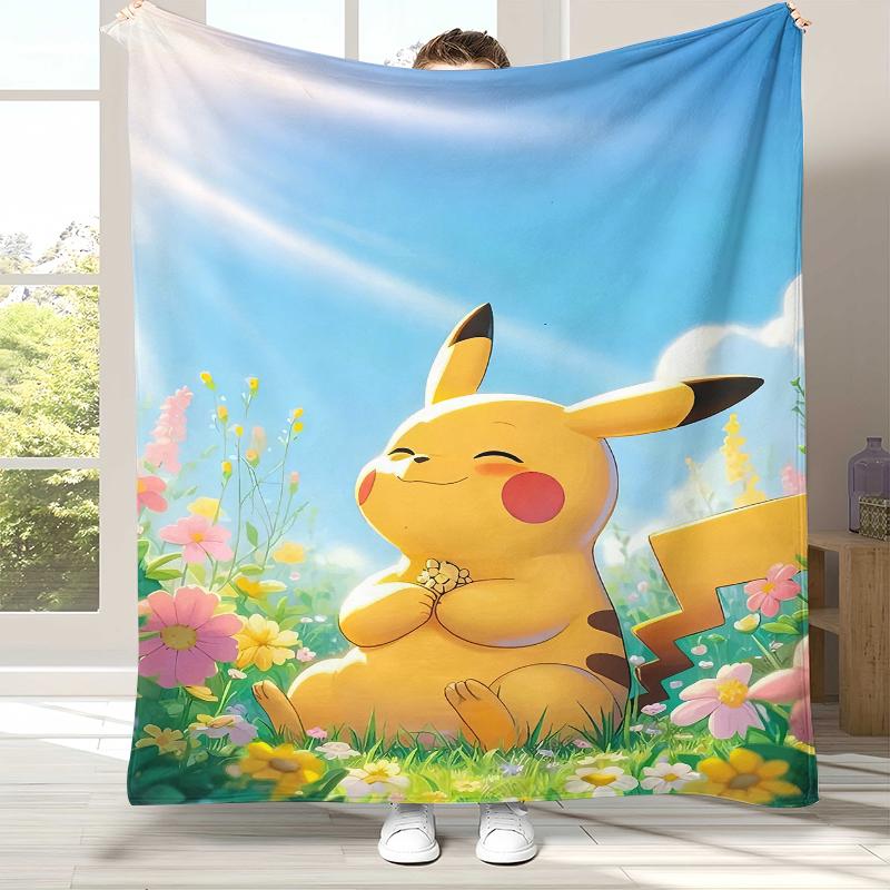 6 Style Pikachu Pokemon Flannel Blanket,Ultra Soft Warm Plush Throw for Home Bedroom Bed Sofa Cover Office Camping Picnic Gift