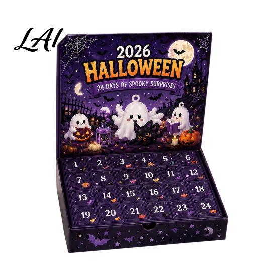 24 Day Countdown Calendar Halloween Advent 2026 Ghost with Decorative Box Collectible Figures Gifts for Kids Boys Girls Party Favors Miniature