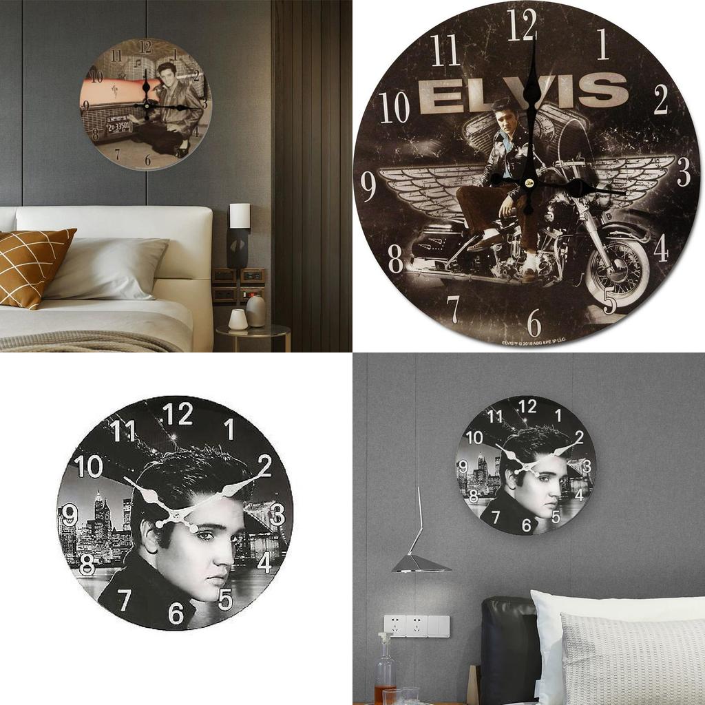 Minimally Retro Elvis Presley Patterned Wall Clock For Living Room Decor