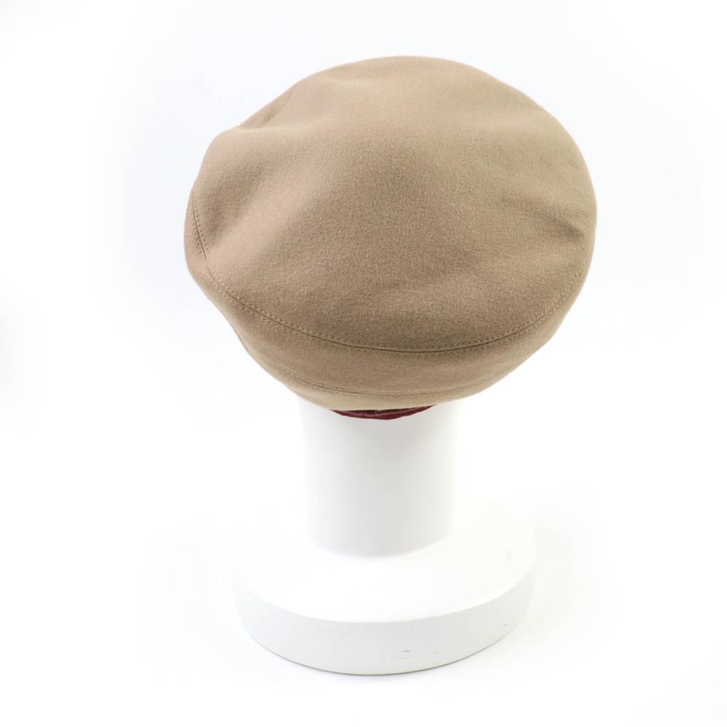 Excellent HERMES Beret Santreno Serie Metal Brown Cashmere Women 58 Used