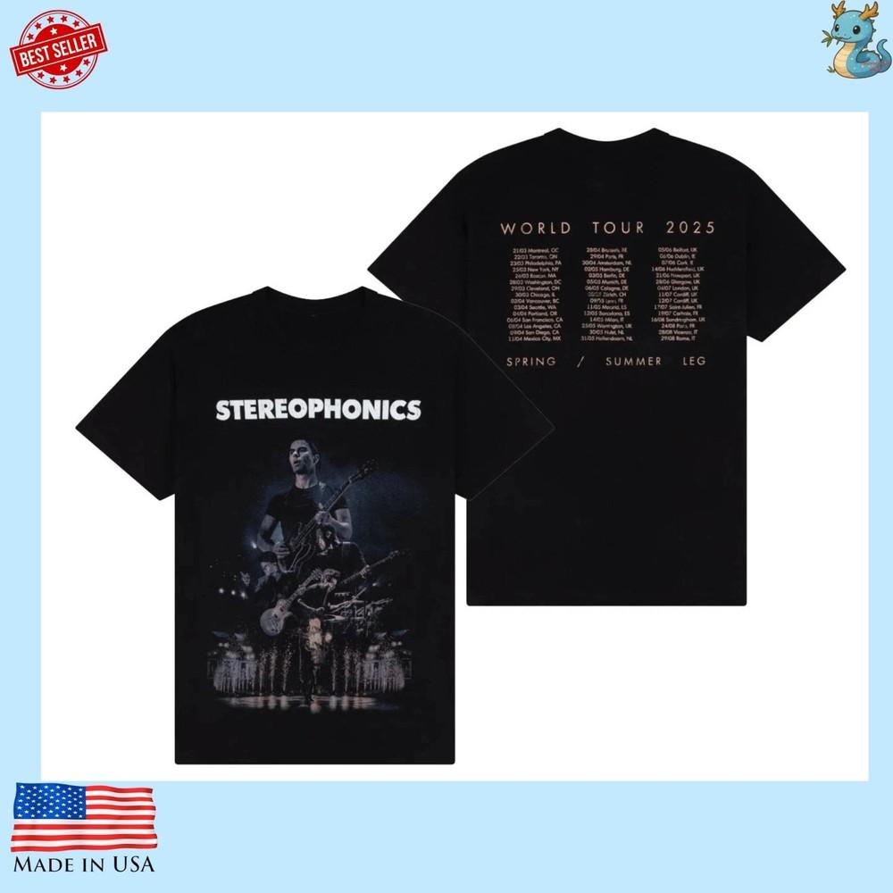 Stereophonics 2025 World Tour T Shirt Rock Band Concert Tee Unisex Reprint Unisex T-Shirt M