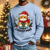 Men's Casual Long Sleeve Crewneck Top with Christmas Print for Holiday Celebrations