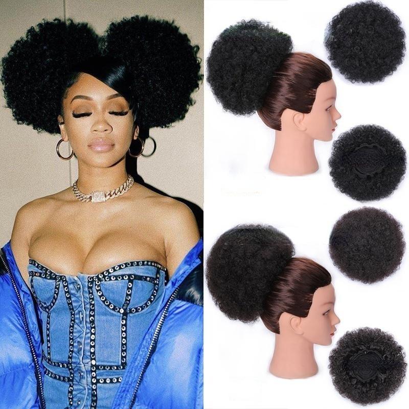 

Короткий кудрявый конский хвост на шнурке Высокий зажим для волос в пучках волос Синтетический высокотемпературный волокнистый парик с коротким пуховиком