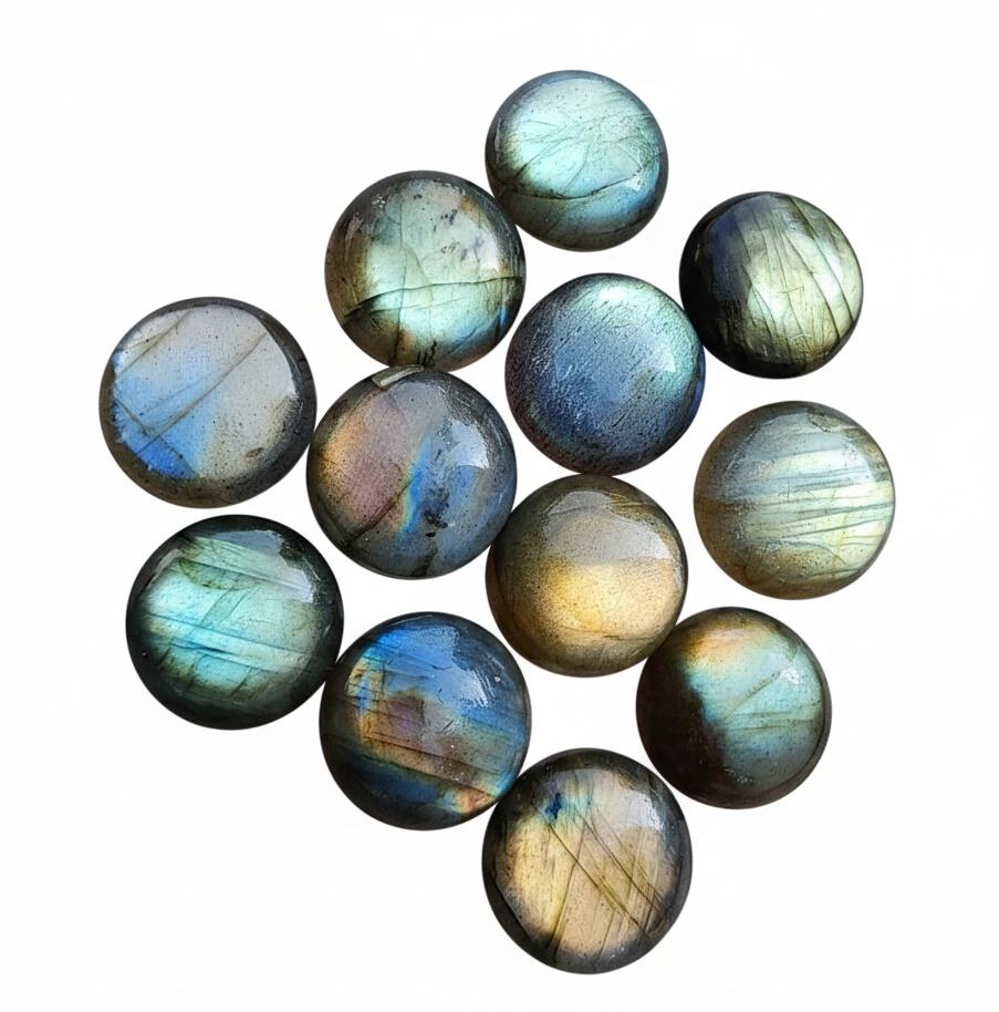 Natural Labradorite Round Cabochons Multi-Color Flash Gemstone AAA Quality All Sizes