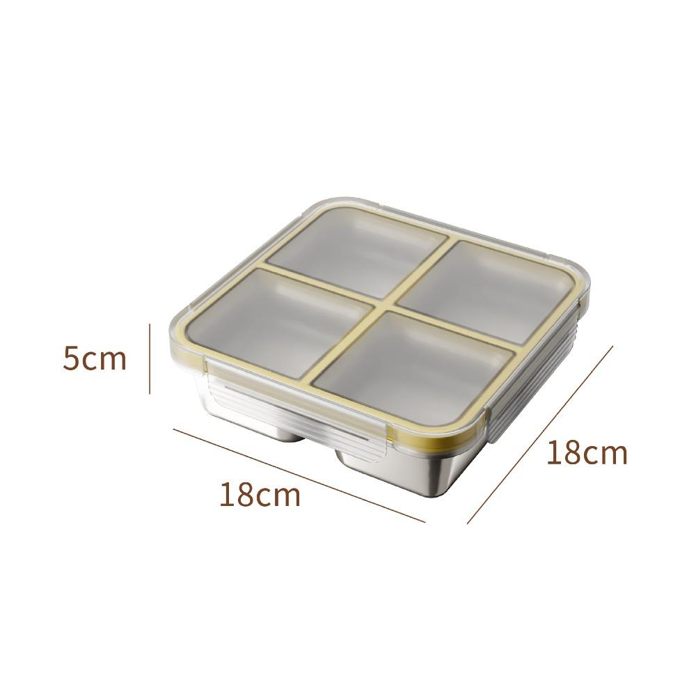 4 Grid Square Sealed Snack Box 304 Stainless Steel Thermal Lunch Box  School Office