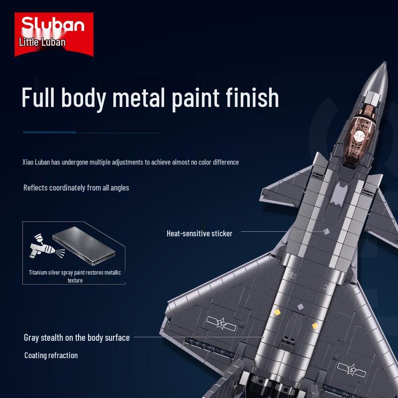 Xiao Luban J-20 Fighter Plane Block Model - Children's Educational Toy & School Gift