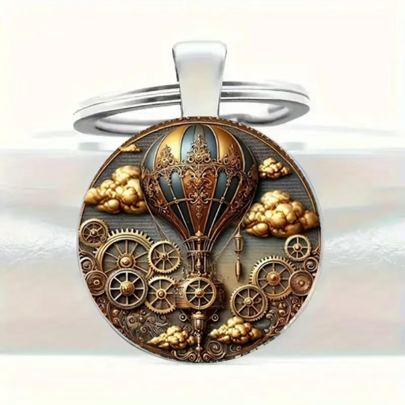 Stylish Steampunk Hot Glass Alloy Keychain One Size