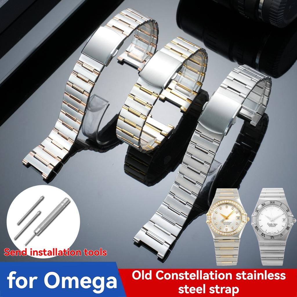 23*14mm/17*11mm Cinturino per Orologio Solido in Acciaio Inossidabile Fine con Fibbia Pieghevole Braccialetto da Polso per Accessori Orologio Omega Constellation