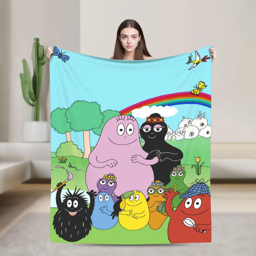 Kawaii Barbapapa Cartoon Throw Blanket for Couch Fuzzy Soft Plush Blanket 50x60 Inches Multiple Sizes Bedspreads for All Seasons