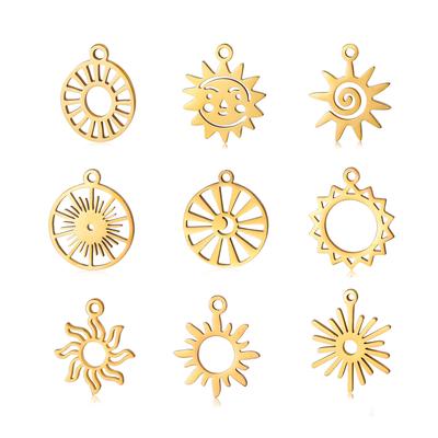 5pcs 18K Gold Color Plated Stainless Steel Charm Sun Charms DIY Necklace Bracelet Earrings Pendant Jewelry Accessories