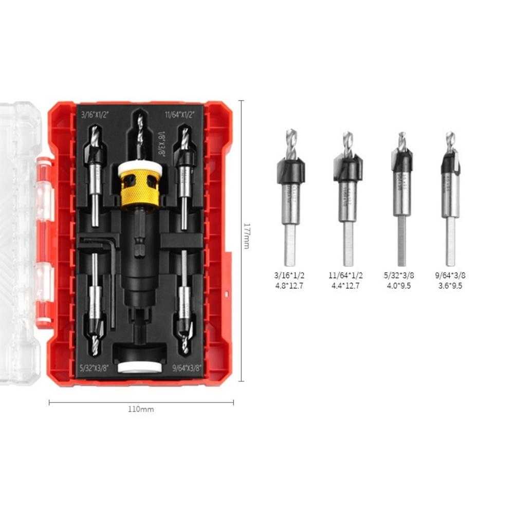 Countersunk Set with Limiter Countersunk Drill Tool Drilling Countersunk Head Taper Drill Bit Woodworking Ladder Drill Kit Tools