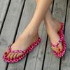 Mode Sexy Pink Leopard Damen Zehensteg-Flip-Flops Sommer Weich Bequem Flach mit Hausschuhen Lässig Rutschfest Leicht Strand-Sandalen