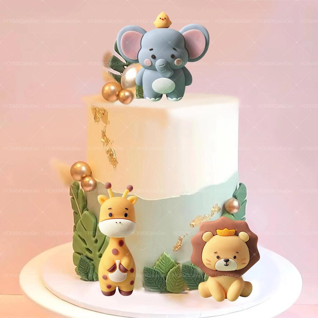 9PCS/1pc Safari Cake Topper Wild Animals-Lion Elephant Giraffe Cake Jungle Animals Wild One Cake Topper Birthday Party Decoratio