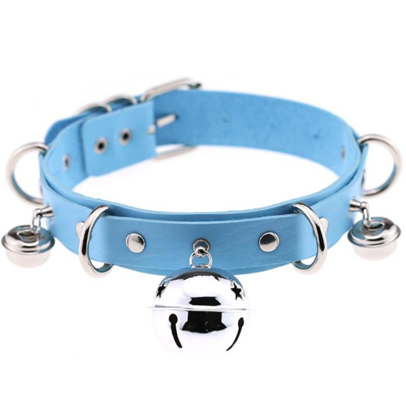 

1Pc Punk Women Harajuku Heart Religion Cross PU Leather Choker Necklaces Punk Gothic Spike Rivet Collares Bell Torques Jewelry