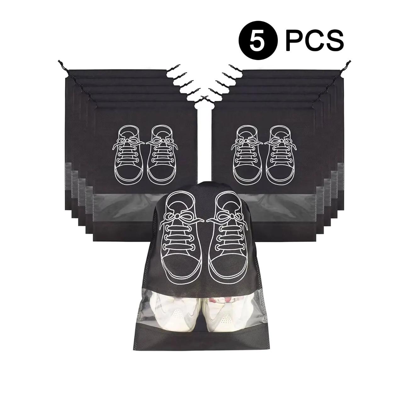 

5 шт./набор Сумка для хранения обуви с утолщенным нетканым ремешком, широкое горлышко, большая вместимость, дорожная водонепроницаемая сумка для обуви, влагостойкая liu 43.5x32cm