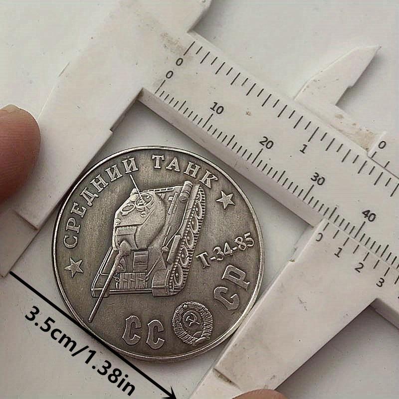 World War II Tank Commemorative Badge CCCP T-34-85 Tank Metal Badge Craft Coin Ornament Gift Commemorative Medal Copy