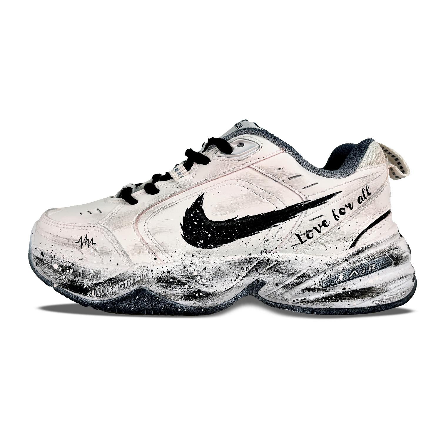 

Nike Air Monarch 4 Coverage Low top Chunky Sneakers Unisex White Black 415445-102(Team115-) 40.5