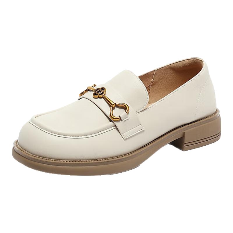 SENDA Women's Loafers, Flat British Style Slip-On Shoes for Commuting, Ladies Leather Shoes