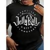 Women Plus Size Nashville Jelly Roll Graphic T-Shirt Crew Neck Short Sleeve Summer Casual Tee