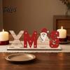 Wood Letter Ornament Wooden Christmas Table Sign, XMAS SNOW NOEL Tabletop Sign with Noel Base, Hollow Centerpiece for Xmas Party Decor Festive Signs