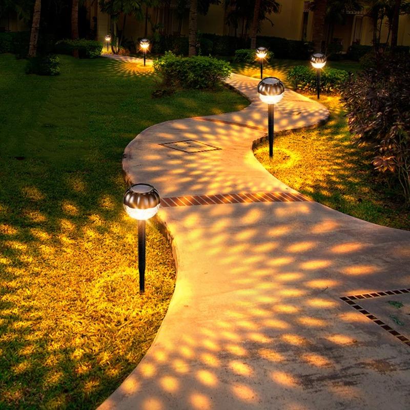 2/4PCS Solar Lawn Light Waterproof Hollow Projection Solar Ground Plug Light Outdoor Garden Induction Light Courtyard Night Light