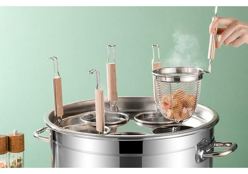 Large-Capacity Commercial Gas Noodle Cooker, Thickened Stainless Steel, Scalding Pot, Soup Barrel, Mala Tang Cooking Pot.