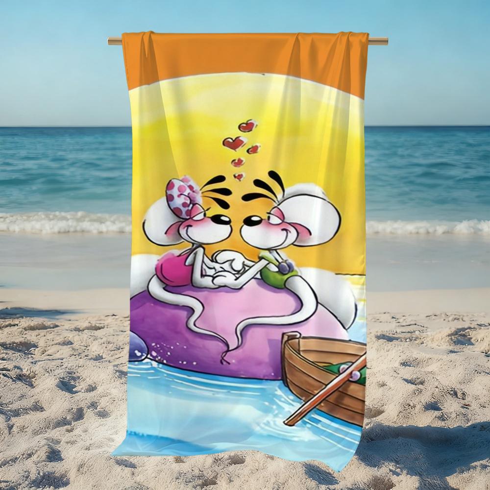 D-Diddl-l Cartoon Towel Large Quick-Drying Microfiber Soft Beach Towel for Travel Fitness Sauna Bathing Camping