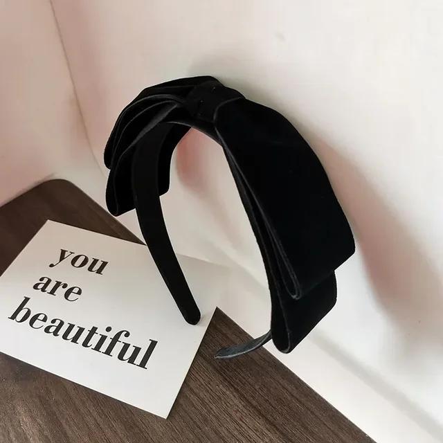 Elegant fløyelssløyfe pannebånd for kvinner ensfarget sløyfe hårbånd koreansk retro hårbånd hodeplagg jenter hårtilbehør