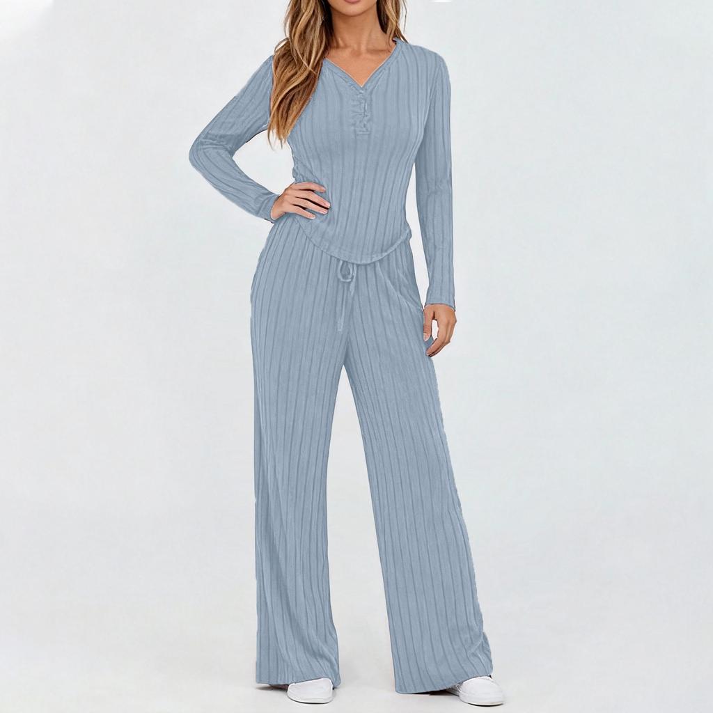 Women's 2 Piece Solid Color Casual Sportswear Long Pants Set