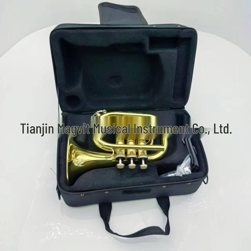 Карманная труба McGovern Gold Model B-flat: Большой колокол (123 мм), Трехклавишный, Короткий инструмент