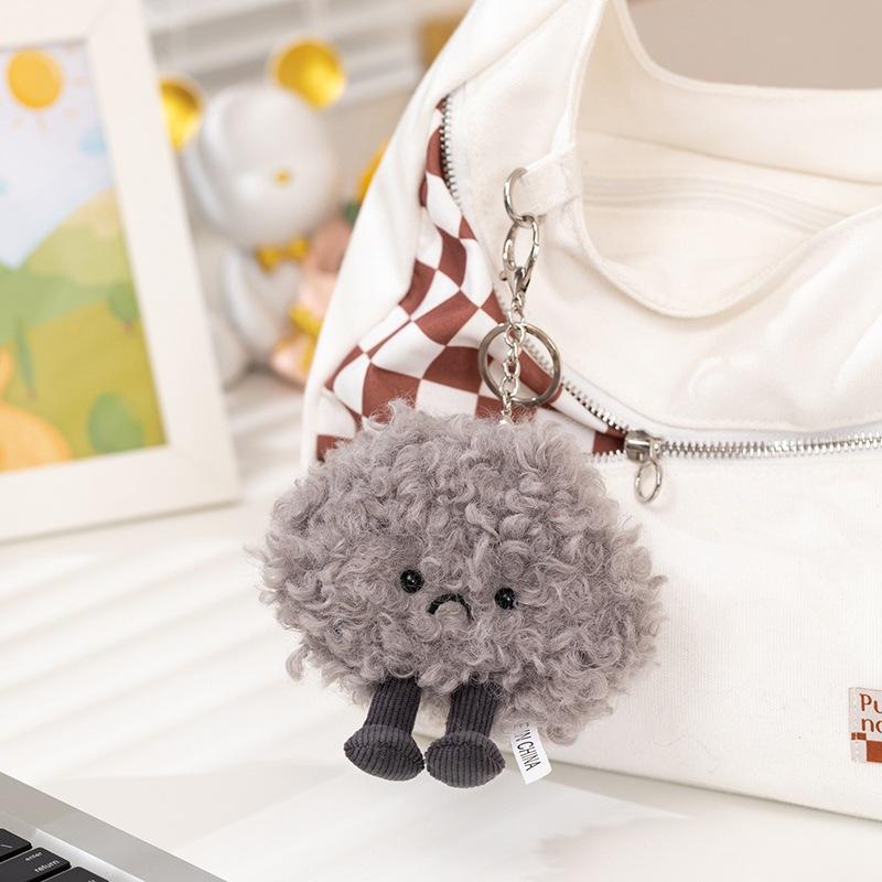 12cm Kawaii Dunkelwolke Plüsch Schlüsselanhänger Niedliches Plüschtier Schlüsselanhänger Schöner Taschenanhänger Rucksack Hängende Dekoration Für Geschenke beige
