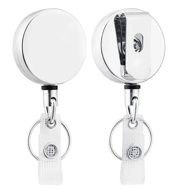1pcs Retractable Badge Reel ID Card Lanyard Name Tag Metal Key Chain Ring Belt Clip Pull Keyring Id Badge Holder Badge Clip
