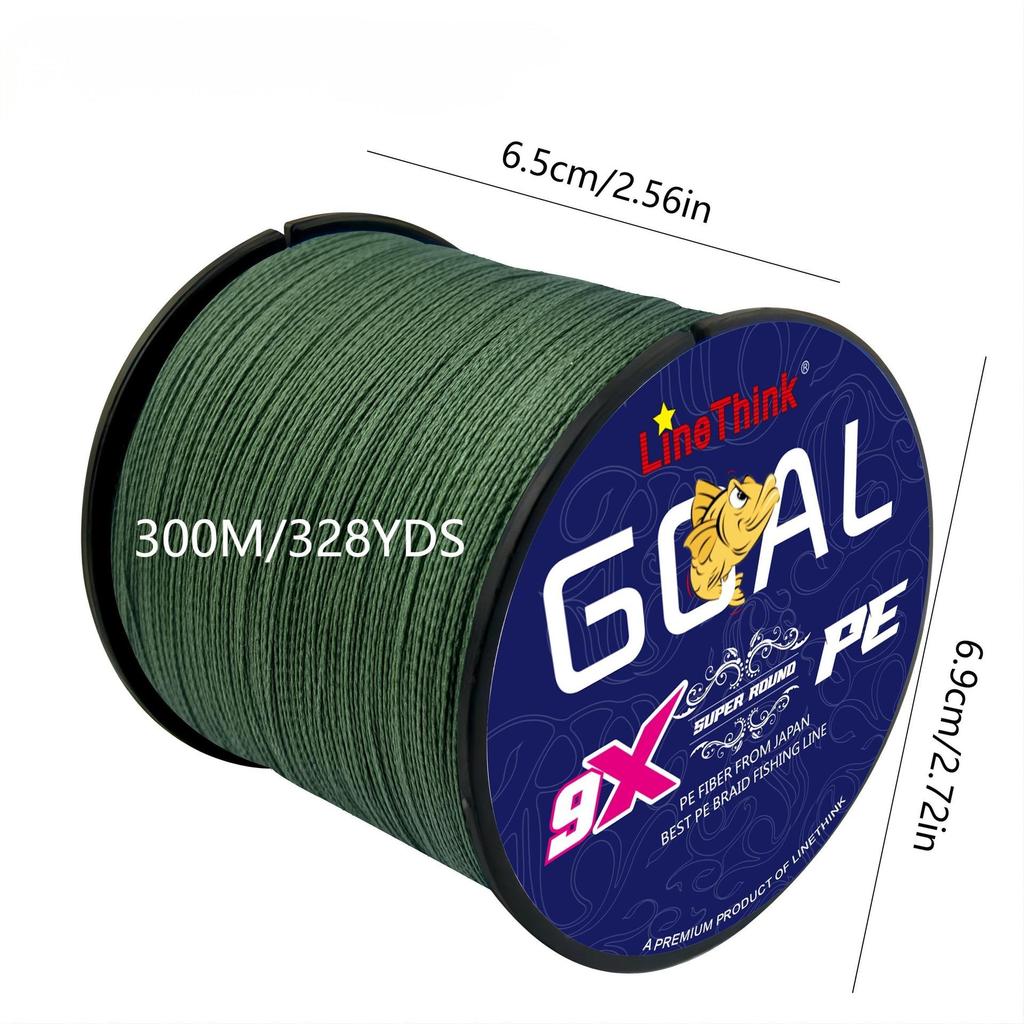 Filo da pesca intrecciato in PE resistente all'usura a 9 capi da 300 m, lancio fluido, ideale per la pesca a spinning e in mare.