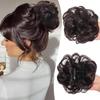 Black Brown Synthetic Chignon Messy Bun Claw Clip in Hair Piece Wavy Curly Hair Bun Ponytail Extensions Scrunchie Hairpieces for Women