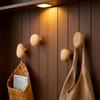 Solid Wood Pebble Shaped Hook Handle Clothes Hook Jacket Hook Wall Mounted Hook Non Punched Door Hanger Round Stone Cabinet Door