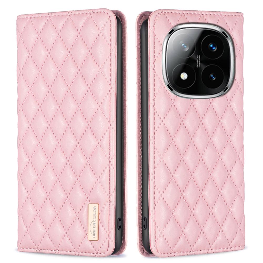 

BINFEN COLOR BF Style-16 For Xiaomi Redmi Note 14 Pro+ 5G/Note 14 Pro 5G/Poco X7 5G Case Card Slots Rhombus Leather Cover D