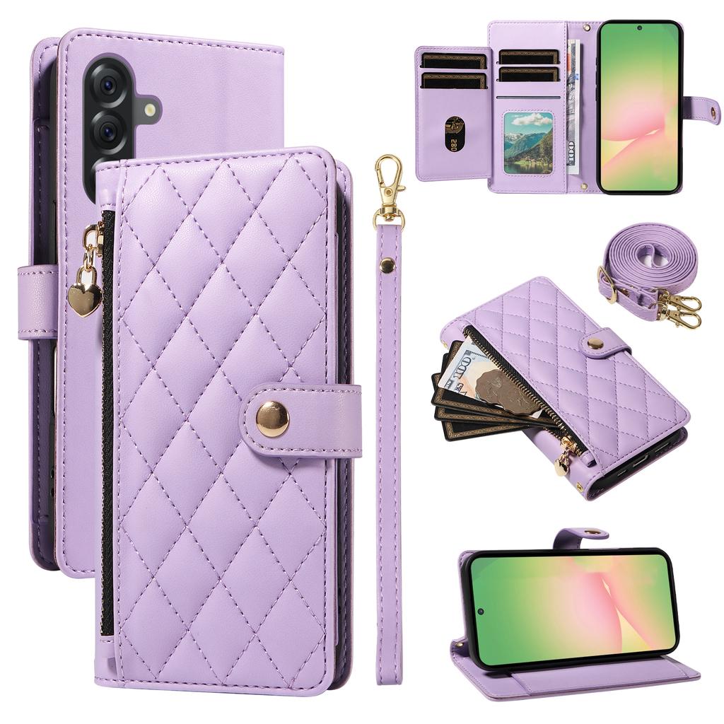For Samsung Galaxy A56 5G/M56 5G Wallet Case with Straps,Rhombus Leather Stand Phone Cover