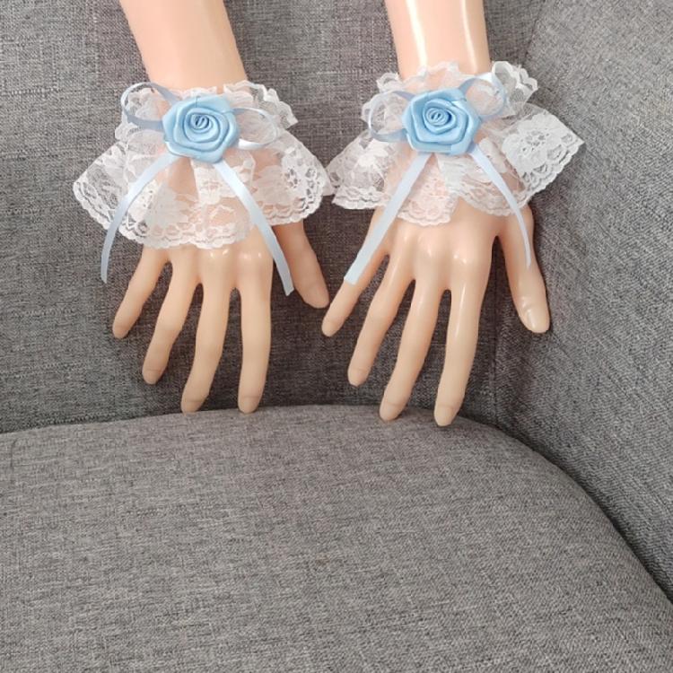 Elegant Ribbon Lace Wrist Cuff False Sleeves Bowknot Jabot Costume Accessory Ribbon Ruffled Brim Crosses Wristband