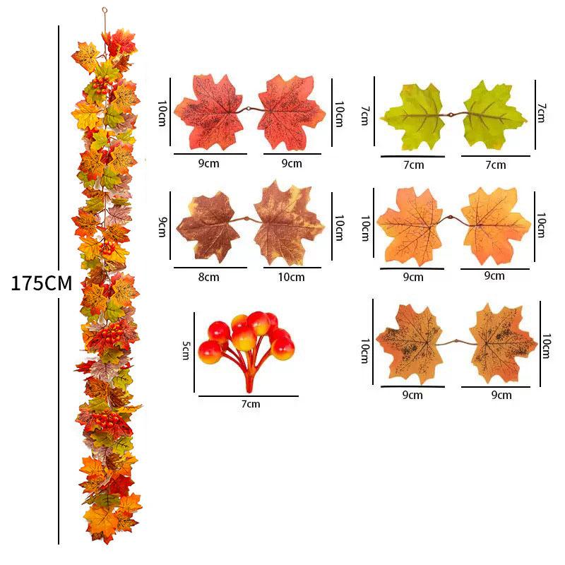 Simulate Maple Leaf Vine Harvest Festival Maple Leaf Vine Autumn Color Decoration Props Home Thanksgiving Halloween Decorations