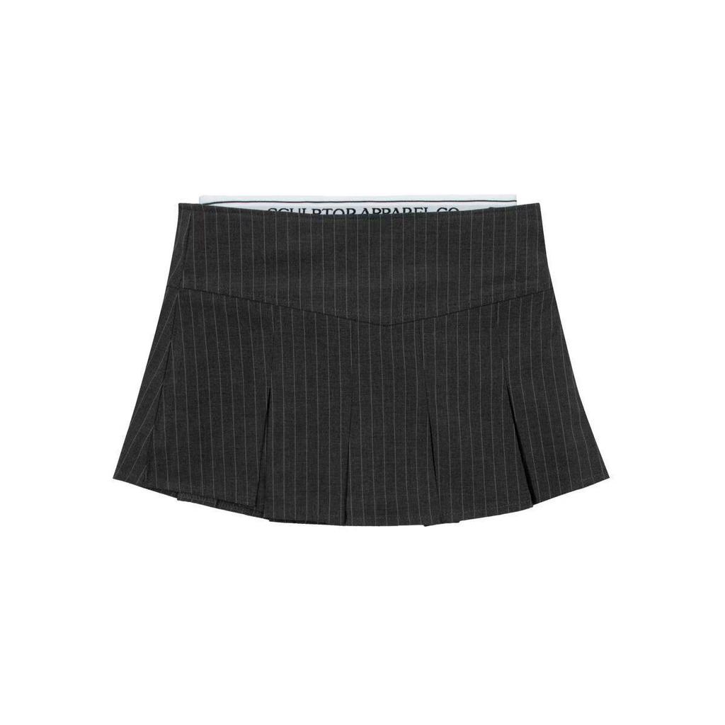 Slimming High-Waist Pleated A-Line Skirt, Striped Spliced Design, Women's Summer Mini Bodycon Skirt, Hot Season Style.