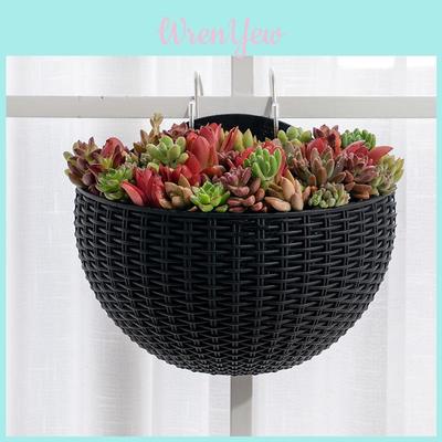 Wall Mount Planter With Rattan Style Wicker Design For Indoor Garden Decor
