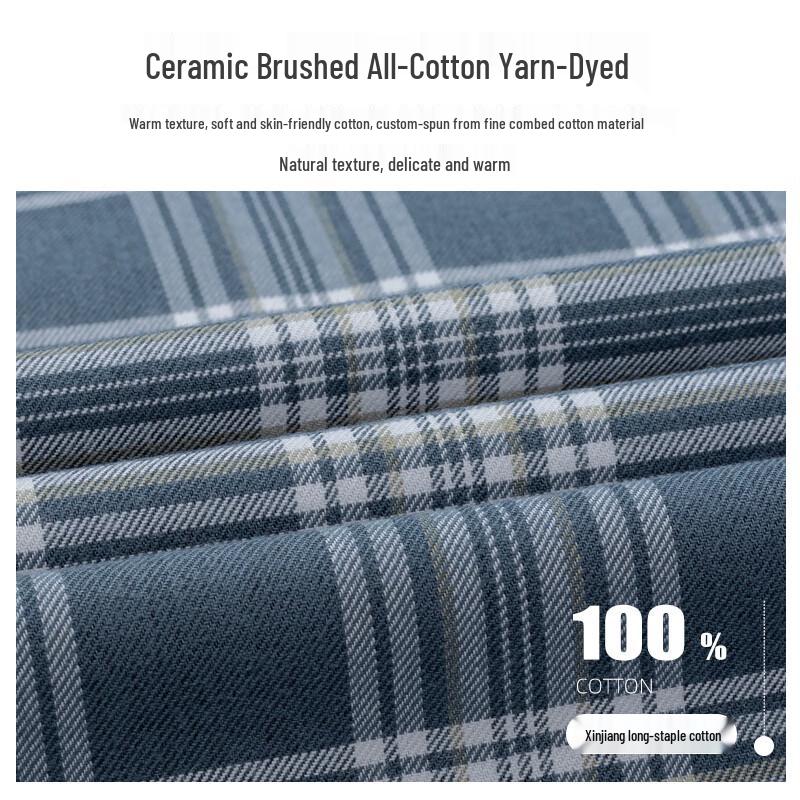Chemise à manches longues en coton brossé à carreaux pour homme Luomeng