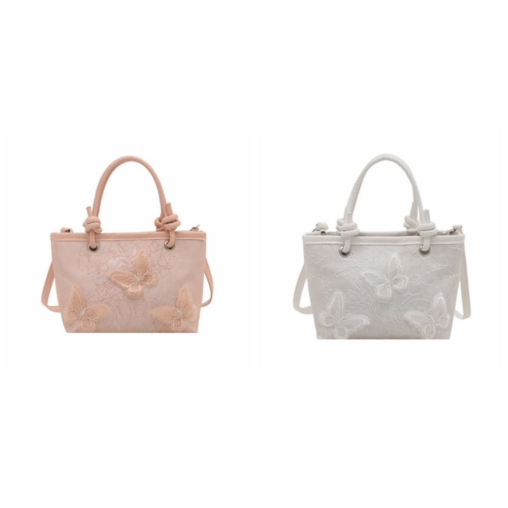 Butterfly Chinese Style Bucket Bag Artistic Canvas Material Cheongsam Handbag Tassel Decoration Magnetic Buckle Closure