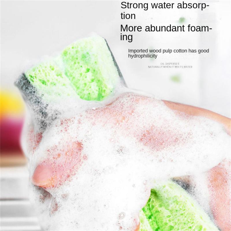 Wood Pulp Dishwashing Sponge Double-Side Pot Dish Cleaning Sponge Absorbing Scouring Pad Household Cleaning Tools